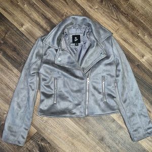 Art Class Girls Grey Velvet Moto Jacket, Size 7/8